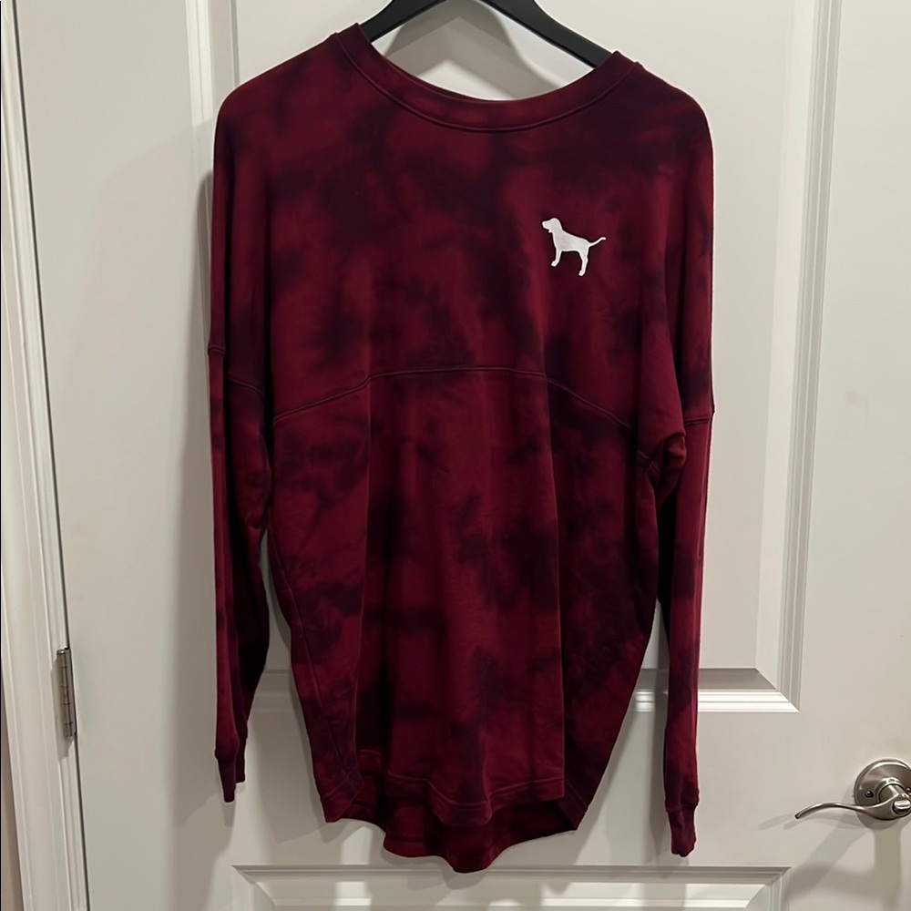 Pink Victoria’s secret maroon tye-dye oversized sweatshirt